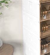 Latoxcaa 8 Tiers Foldable Shoe Storage, No-Tool Assembly Shoe Box with Magnetic Clear Doors, Clos...