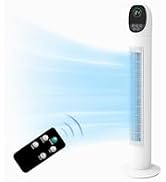 ROVSUN 34" Tower Fan with Remote Control, Bladeless Floor Fan with 3 Modes 3 Speeds & Digital Dis...