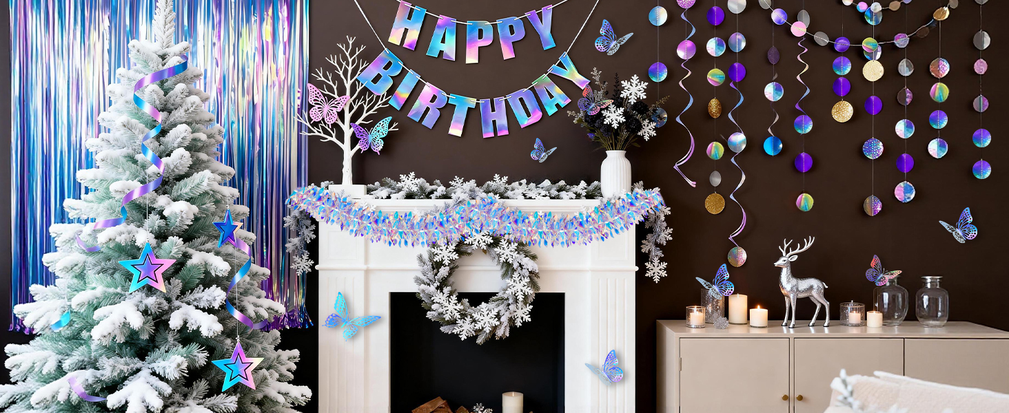 iridescent party decorations