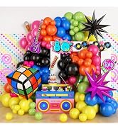 90s 80s Party Balloon Garland Arch Kit, 103 Pcs 90s 80s Theme Party Decorations with 4D Dice Hot ...
