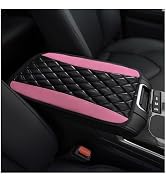 Ohleats Car Center Console Cushion Pad, PU Leather Cover, Pink | Non-Slip Diamond Surface, Soft B...