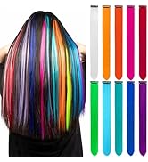 LADYAMZ Colored Hair Extensions 10 PCS, Colorful Clip in Synthetic Hair Extensions Party Highligh...