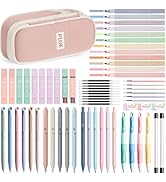 65PCS Aesthetic School Supplies with Cute Pencil Case, Pastel Highlighters Gel Pens Mechanical Pe...
