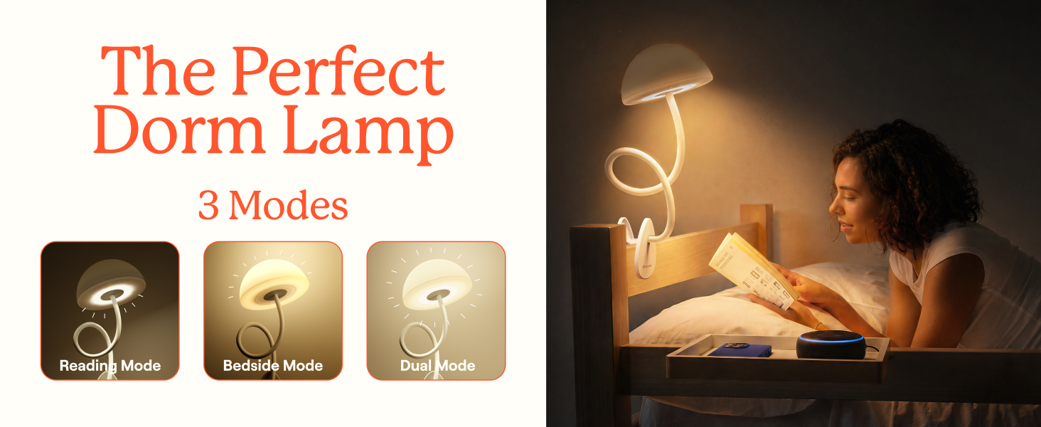 Shroommate Clip on Lamp, 3 Modes, Dorm Lamp,