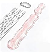 Luvzuni Wrist Rest for Keyboard and Mouse, Red | Glitter Ergonomic, Sparkle Cloud Design, Gel Wri...