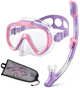 Aegend Snorkeling Gear for Adults Youth Kids, Dry Snorkel Set with Ergonomic Raised Nose Cover fo...