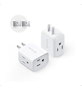 TROND Small 2 Prong to 3 Prong Outlet Adapter for Old House, 2 Pack, White | 3 Way Plug Splitter ...