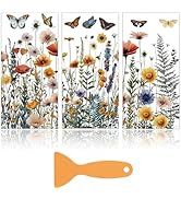 PRESSINART 3 Sheets Floral Rub on Transfers for Furniture Craft Decor 6"x12" Butterfly Wildflower...