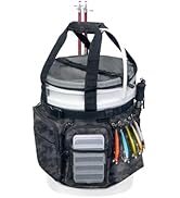 WTVIDAS Fishing Bucket Organizer with Bucket Cover, Ice Fishing Tackle Bag with Rod & Plier Holde...