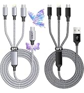 Multi Charging Cable (5FT 2Pack), 3 in 1 Charging Cable, USB A/C Charging Cords, Nylon Braided Ch...