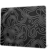 Glass Mousepad for Gaming, Black Topographic Hard Gaming Mouse pad, Professional Large Mouse Mat ...