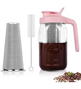 Cold Brew Coffee Maker,32 oz Mason Jar Pitcher with Stainless Steel Filter, Pour Spout Handle Lid...