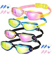 XDX Kids Goggles for Swimming 4-14, 4 Pack Kids Swimming Goggles for Boys and Girls, Anti Fog Swi...