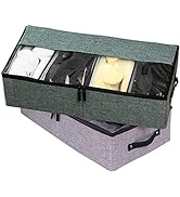 AARAINBOW 2 Packs Under Bed Clothes Shoes Storage Bins with Lids, Underbed Storage Container with...