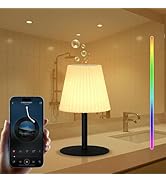 UUFFOO Shower Lamp | Dual Speaker Pairing, IP44 Waterproof Outdoor Table Lamp with RGB, Rechargea...