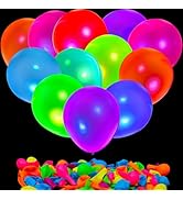 120 Pcs UV Neon Balloons, Neon Glow Party Balloons UV Black Light Balloons Glow in the Dark for B...