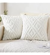Pallene Soft Faux Fur Throw Pillow covers 18x18 - Plush Short Wool Velvet Decorative Pillow cover...