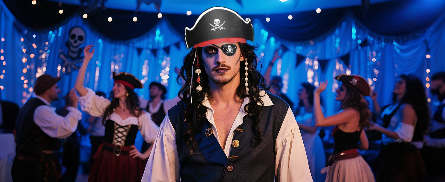 pirate hat and eye patch