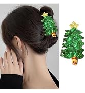 Christmas Hair Claw Clips - 1Pcs Green Christmas Tree Hair Clips Nonslip Acrylic Jaw Clips Acetat...
