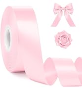 1In 30Yards Pink Satin Ribbon for Flower Bouquet Baby Shower Mother's Day | Silky Glossy, Wear Re...