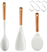 Wiztoynia Cooking Spoon And Rice Scooper for Nonstick Cookwares, 3 Pack Silicone Spoon for Mixing...