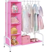 Univivi 43" Tall Kids Clothing Rack, Toddler Dress Up Storage with Hanging Organizer – Sturdy Met...