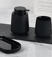 BosilunLife Black Bathroom Accessory Set - 3 pcs Ceramic Bathroom Soap Dispenser Set Farmhouse