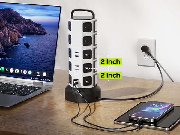 super wide outlets power strip with usb ports