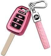 MILD EAST for Honda Key Fob Cover with Key Chain, 4-Button Soft TPU Key Case Shell Full Protectio...