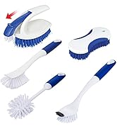CELOX 5 Pack Kitchen Scrub Brush Set with Ergonomic Handle, Deep Cleaning Brushes with Hanging Ho...