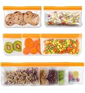 SHUOGUO Reusable Snack Bags Dishwasher Safe,10Pack Reusable Bags Silicone Extra Thick Leak-proof ...