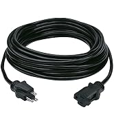 Clear Power 50ft Heavy Duty Outdoor Extension Cord 14/3 SJTOW, Black, Oil, Water & Weather Resist...