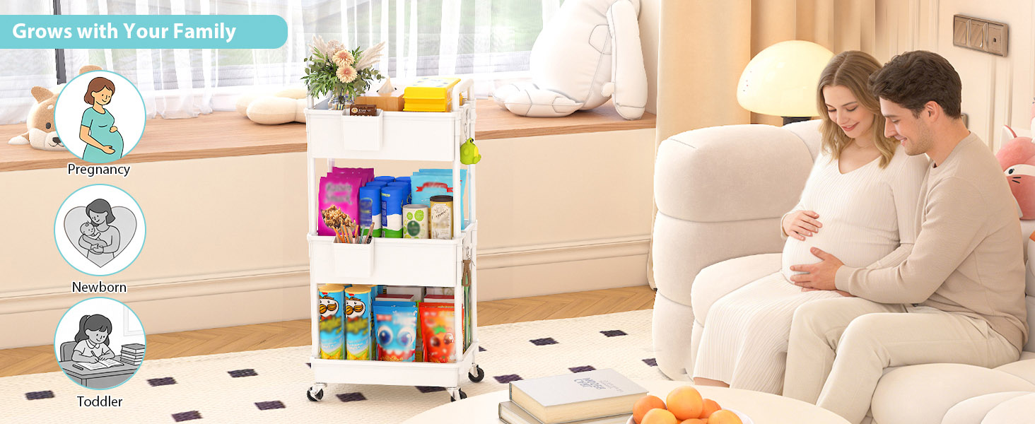 Baby Diaper Caddy Organizer Cart