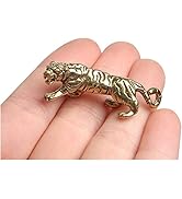Vintage Tiger King Figurine, Brass Animal Ornament, Gold Antique Copper Desk Decor Collectible Fi...