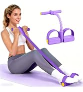 Pedal Resistance Bands with Handles, Durable 6-Tubes Multifunction Pedal Resistance Band, Natural...