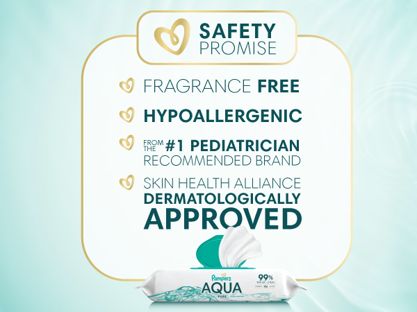 Safety Promise: fragrance free, hypoallergenic, skin health alliance dermatologically approved