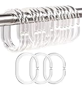 Resze 24 PCS Shower Curtain Rings, Plastic Clear Shower Curtain Hooks, C-Shaped Rings Hook Hanger...