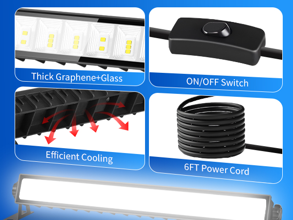 6FT Power Cord & Switch, Plug in LED Work Light