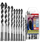 DCWecher 10 PCS Masonry Concrete Drill Bit Set, Heavy-Duty Masonry Drill Bits for Concrete, Brick...