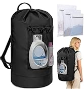 WELIDAY Laundry Bag Backpack with 3 Sizes Mesh Wash Bags and Shoulder Straps Foldable Clothes Ham...