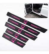 Pniwuno 5PCS Car Door Sill Guard Decoration Strips, Carbon Fiber Texture Auto Door Protector Edge...