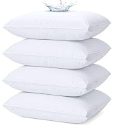Beddora 4 Pack Pillow Protectors Standard Size – Waterproof Zippered Pillow Case Covers, Bed Bug ...