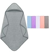 Orighty Baby Hooded Towel with Five Washcloths, 28 x 28 Inch Super Soft Bath Towel with Hood for ...