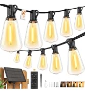 Hotsonic Solar Outdoor String Lights Waterproof, 50FT Remote Control LED Outside Lights with Shat...