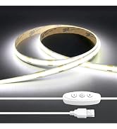 iNextStation 6.6ft 2M 5V USB COB LED Strip Light, 640LEDs 6000K Cold White USB LED Strips Dimmabl...