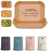 Air Fryer Disposable Paper Liner for Bella 4Qt Slim Air Fryer, 130PCs Food Grade Rectangle Airfry...