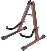 DOMMI Wood Electric Guitar Stand With Non-Slip Rubber and Soft Foam Arms - Portable Folding A-Fra...
