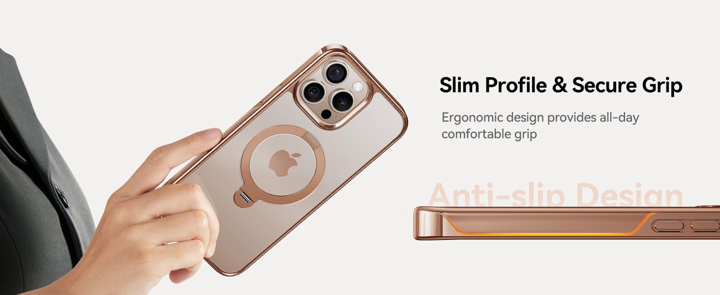 iphone 16 pro max case with 360° spin stand, Desert Titanium Gold