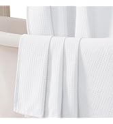OWENIE White Shower Curtain, Waffle Weave Heavy Fabric Shower Curtain for Bathroom, Waterproof Th...