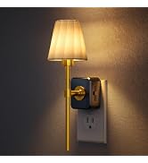 Briignite LED Night Lights Plug into Wall, Vintage Pleated Fabric Cover Night Light, Dusk to Dawn...